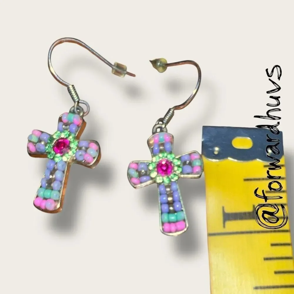 Bundle Sale 3 for $15 | Handcrafted Pastel Multi-Color Cross Earrings